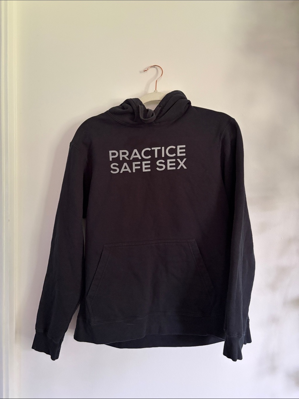 Port and Company Black Hoodie with 'Practice Safe Sex' Print